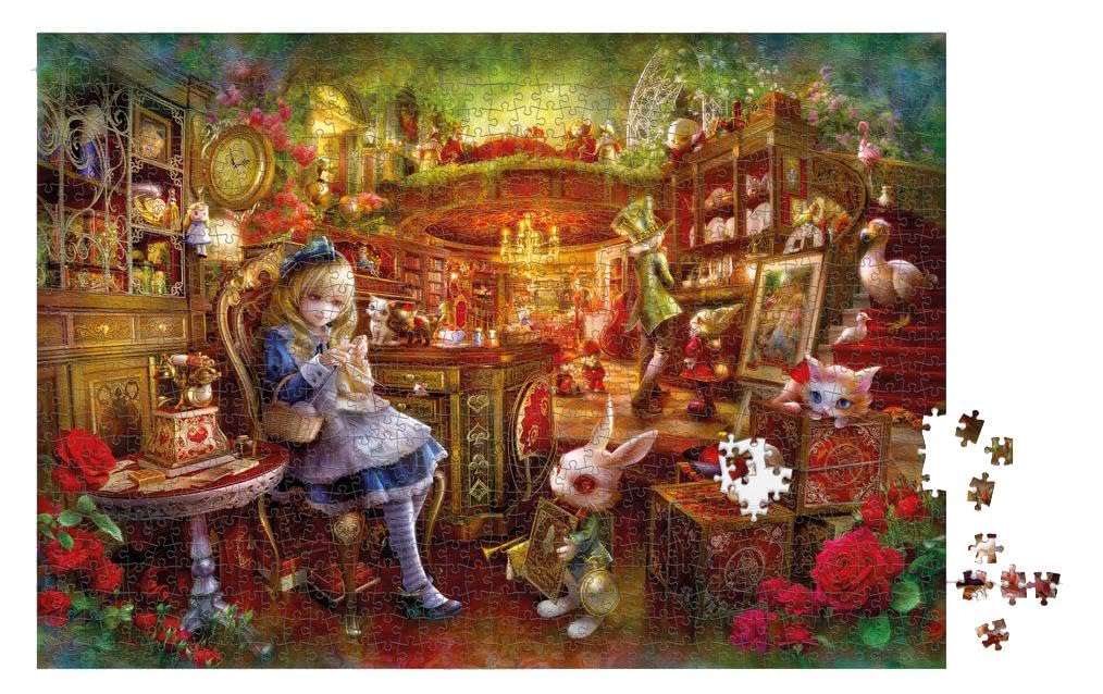 Alice in the Library 1000 Piece Jigsaw Puzzles for Adults, Gothic Dark Fantasy Artwork by SHU