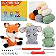 kdafio 3 Pcs Crochet Kit for Beginners, Crochet Animal Kit with Step-by-Step Instructions Video for Starter Includes Enough Yarn Hook Accessories