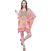 Miss Lavish London Women’s Plus Size Short Kaftan Cover Up Dress, Resort Wear Caftan, Summer Cruise Vacation Swim Coverup