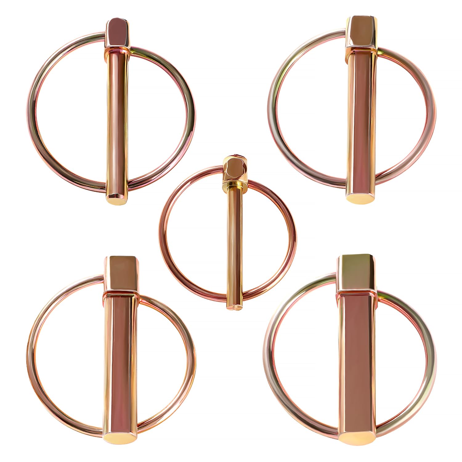 YIXISI 5 PCS 4.5 / 6 / 8 / 10 / 11 mm Lynch Pin Assortment Kit, Round Shape Lynch Retaining Pins, Carbon Steel Trailer Lock Pin, Linch Pins, for Tractor, Trailer, Truck, Mower, Digger, Boat