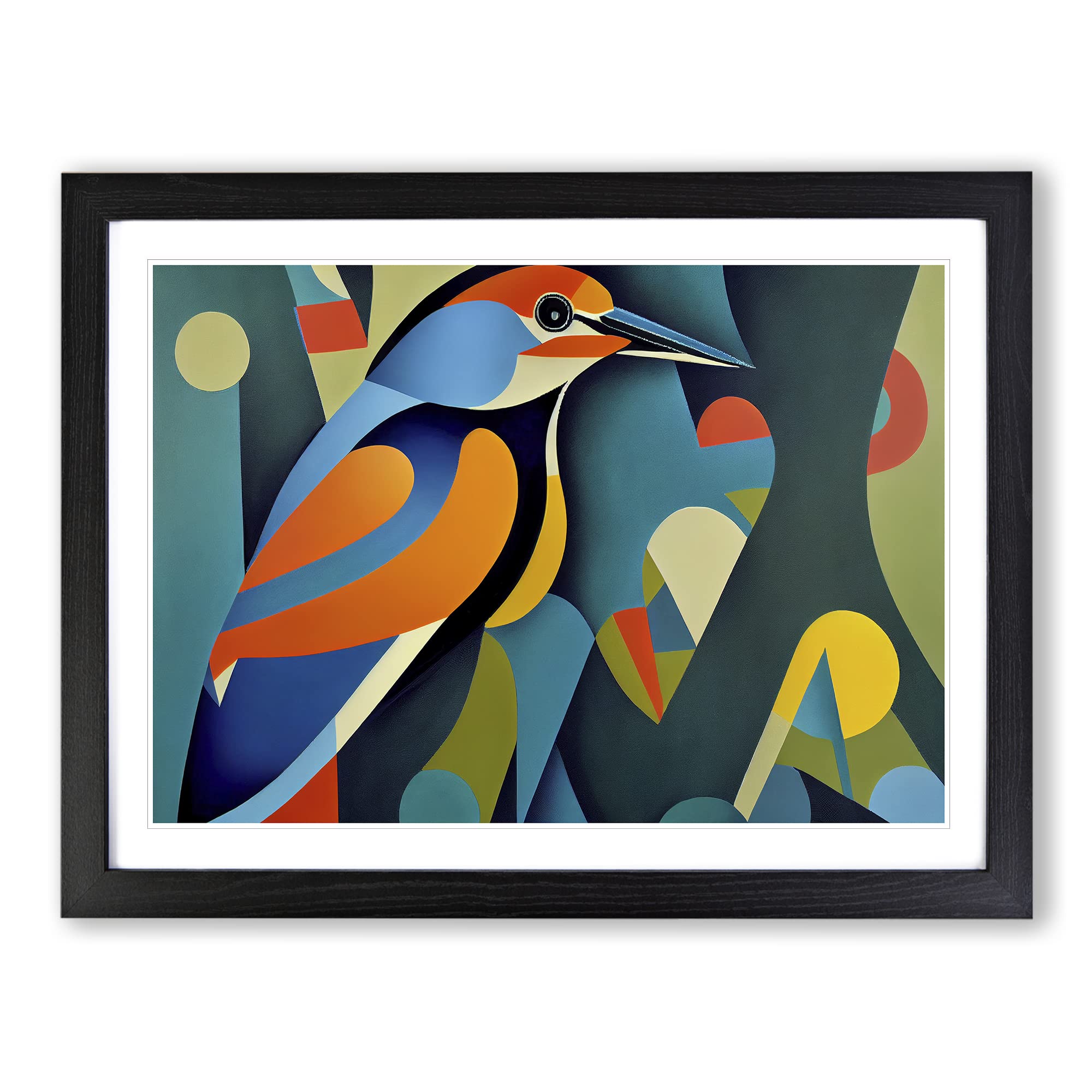 Kingfisher Bird Abstract Vol.5 Framed Print | A4 Black Framed Wall Art | Ready to Hang | Abstract Fantasy Picture | Living Room Bedroom Lounge Office