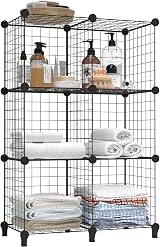 HOMIDEC 6 Cube Wire Storage Shelves Modular Closet Organizer Cabinet