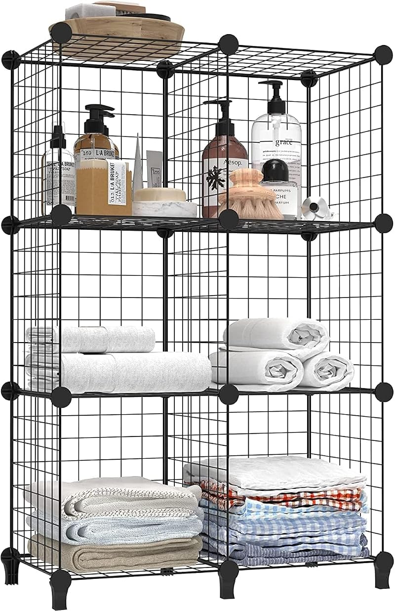 HOMIDEC 6 Cube Wire Storage Shelves Modular Closet Organizer Cabinet