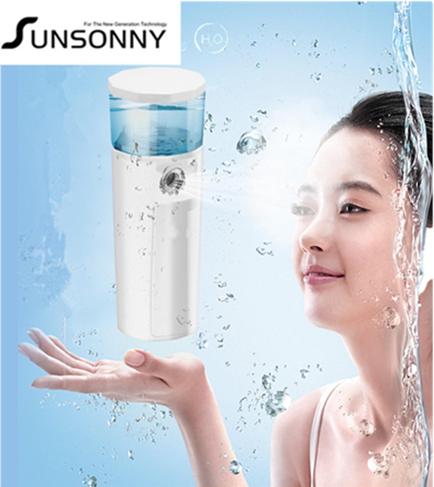 Handy Mist Spray, Sunsonny Nano Facial Steamer Atomization Facial Mister,Moisturizing Face Spray with Power Bank(White)