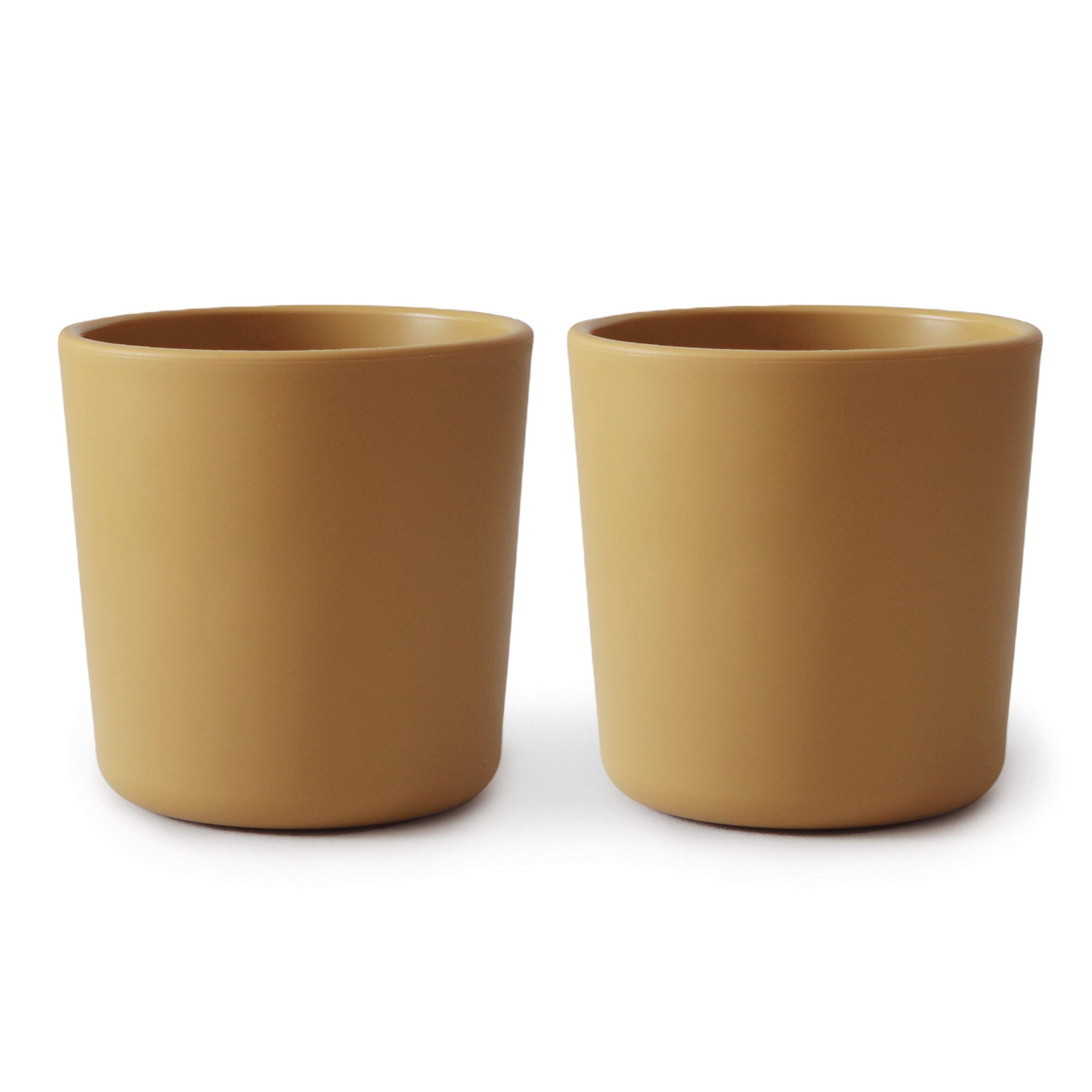 Mushie Dinnerware Cups for Kids | Tableware Cups | 2x 200ml Reuseable | Dishwasher- and Microwave Safe | Easy for Child to Hold | Made in Denmark (Mustard)