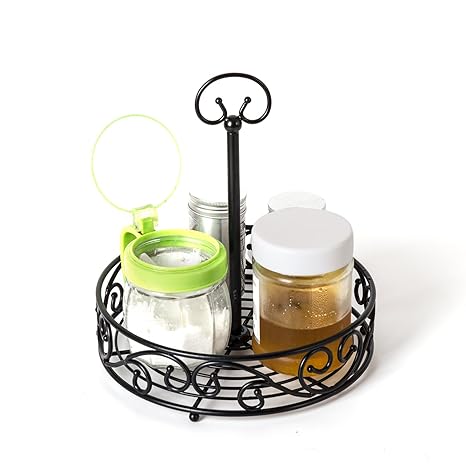 Black 2 Tier Vanra Spice Rack Kitchen Countertop Spice Stand