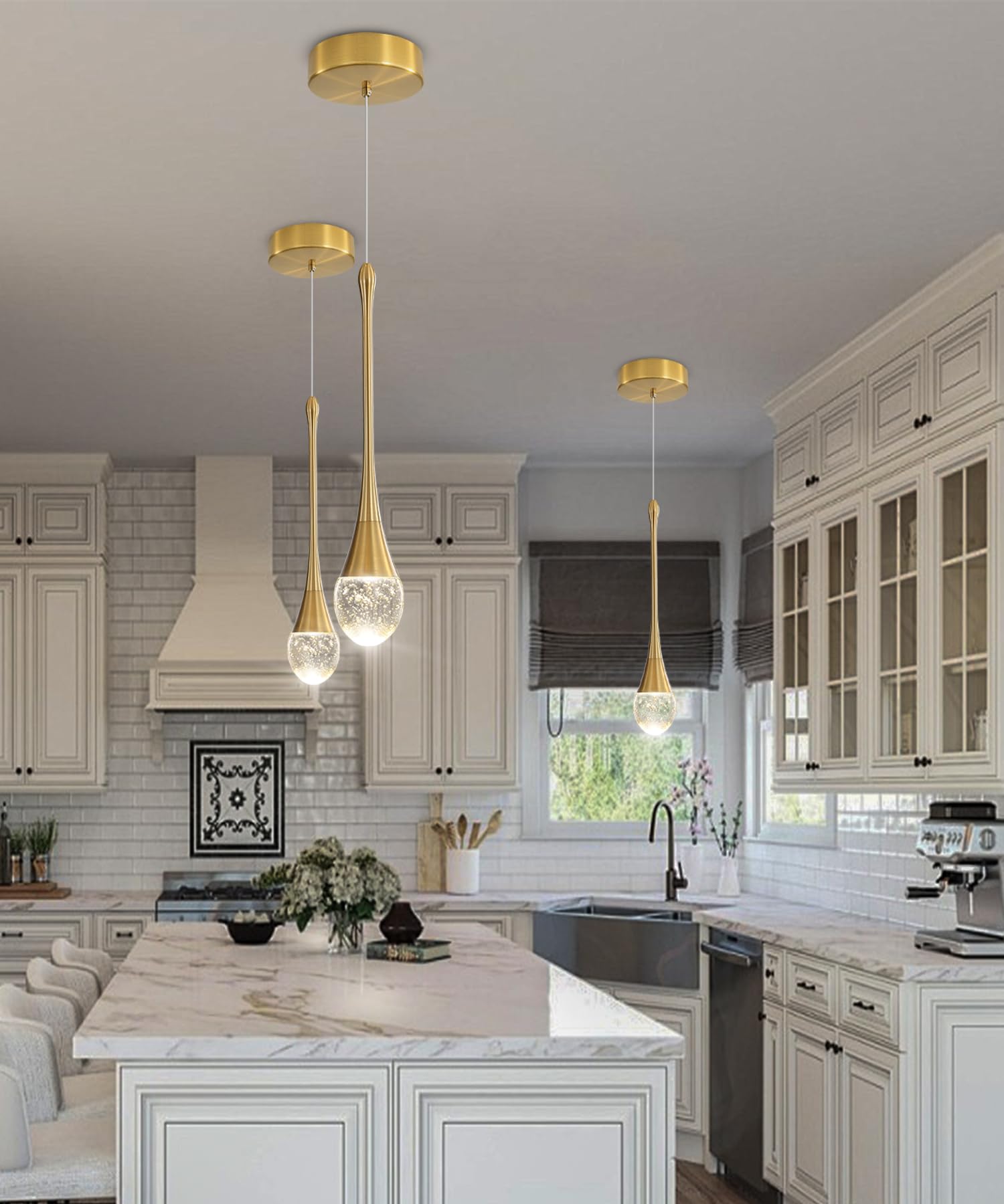ykolupty Single Head Gold Bubble Crystal Chandelier Modern LED Pendant ...