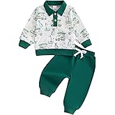 Chloefairy Toddler Baby Boy Golf Outfit Golf Cart Print Polo Sweatshirt Top Long Pants Set 2Pcs Boys Fall Clothes 6M-4T
