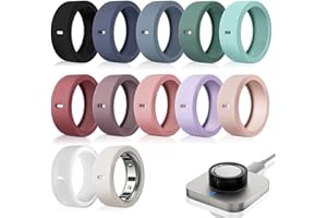 POLYJOY 12 Pack Ultra-Thin Ring Protector Compatible with Oura Ring Gen 4/4 Ceramic/Oura Ring Gen 3, Silicone Oura Ring Cover Working Out Accessories Men Women, Direct Charging with Cover-M for 8 9 10 11