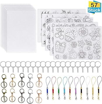 K Kumeed 57 Stuck Schrumpffolie Set Schlusselanhanger Schrumpffolie Durchsichtig Bastelset Ostern Kinder Shrinky Dinks Plastic Bastelset Mit Kindern Folie Kinder Schlusselanhanger Basteln Amazon De Spielzeug