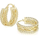 varger Hoop Earring 14k Gold Earrings for Women Twisted Chunky Hoop Earrings Thick Gold Hoops Unique Gold Jewelry for Women Every Occasion 23.3mm*9mm