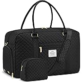 WINDARS Travel Duffle Bag, Weekender Bags for Women with Shoe Compartment, Carry on Overnight Bag with Toiletry Bag & Wet Pocket, Hospital Bags for Labor and Delivery (Black)
