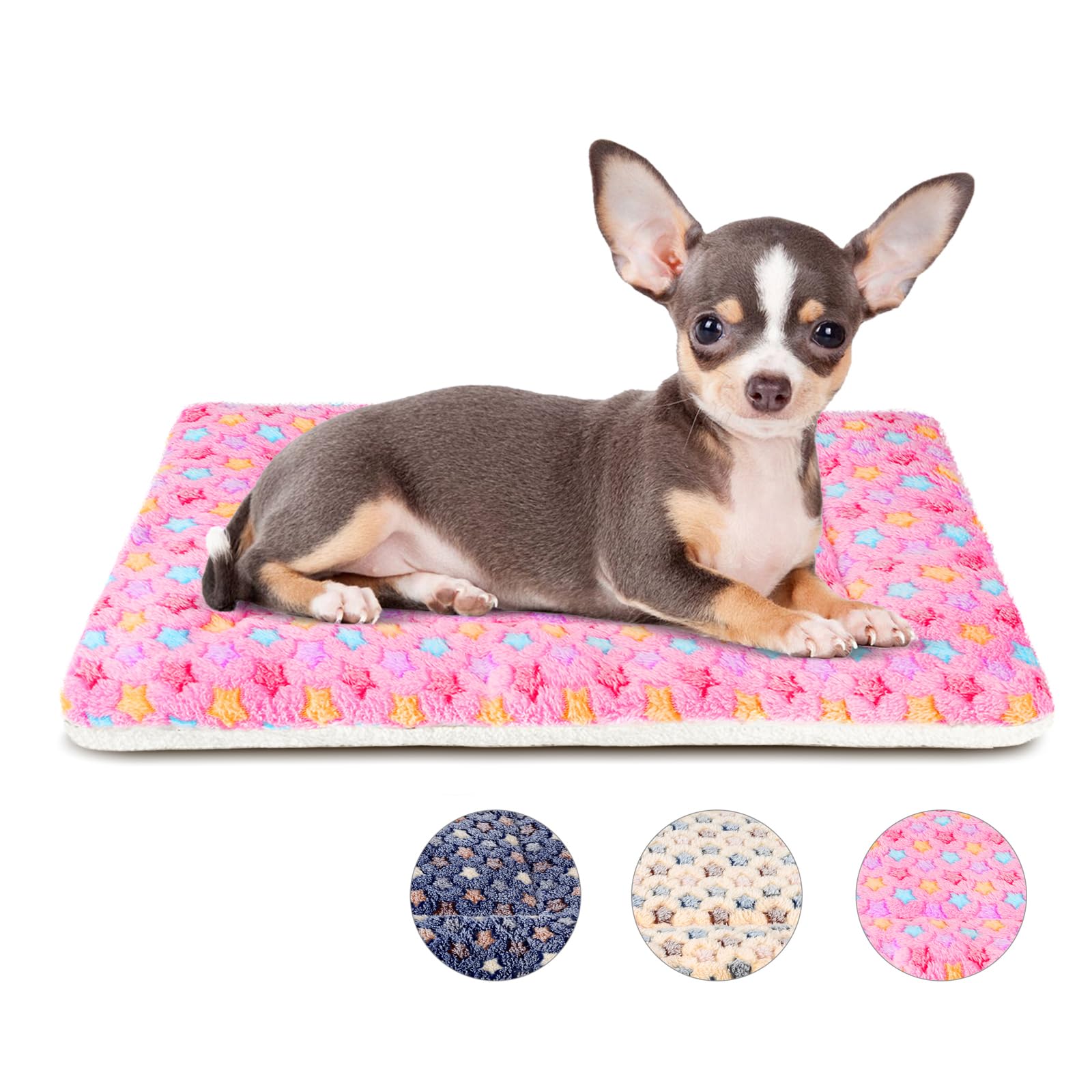 MORA PETS Dog Bed Mat Small Washable Dog Crate Mattress for 22 inch Cage Soft Flat Pet Cushion Bedding Puppy Pillow Blanket for Cats Puppy Dogs Reversible 53x31cm Pink