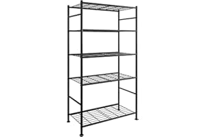 Sakugi Storage Shelves - 5 Tier Shelf Organizer, Heavy Duty Garage Shelving Unit with Leveling Feet, Stable Metal Shelves Organizer for Pantry, Kitchen and Closet, 33.0" W x 12.6" D x 72.0" H, Black