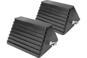 MaxxHaul 80681 Rubber Wheel Chocks 2-Pack – Heavy Duty, All-Weather, Non-Slip, Oil-Resistant with Steel Eyebolt – for Trailers, Cars, Motorcycles, RVs – 10” x 8” x 6”