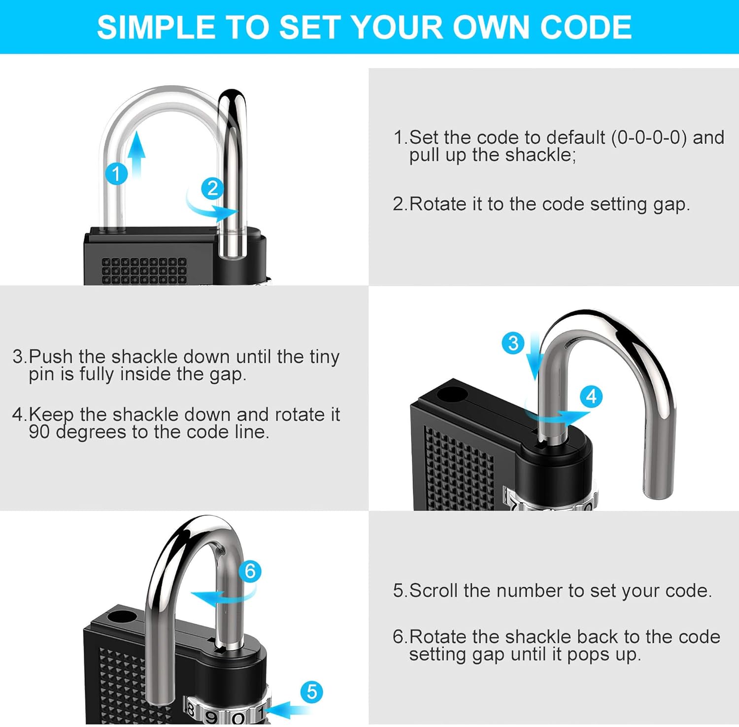 Puroma 2 Pack Combination Locks Outdoor Waterproof Padlock for School Gym Locker Outdoor Fence Hasp Cabinet Toolbox Locker (Black) - - 