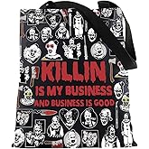 KUIYAI Clown Movie Merchandise Inspired Tote Bag KillerClown Canvas Bag Horror Movie Lover Gift Art Scary Clown Character Gift (BusinessGoodToteBlk)