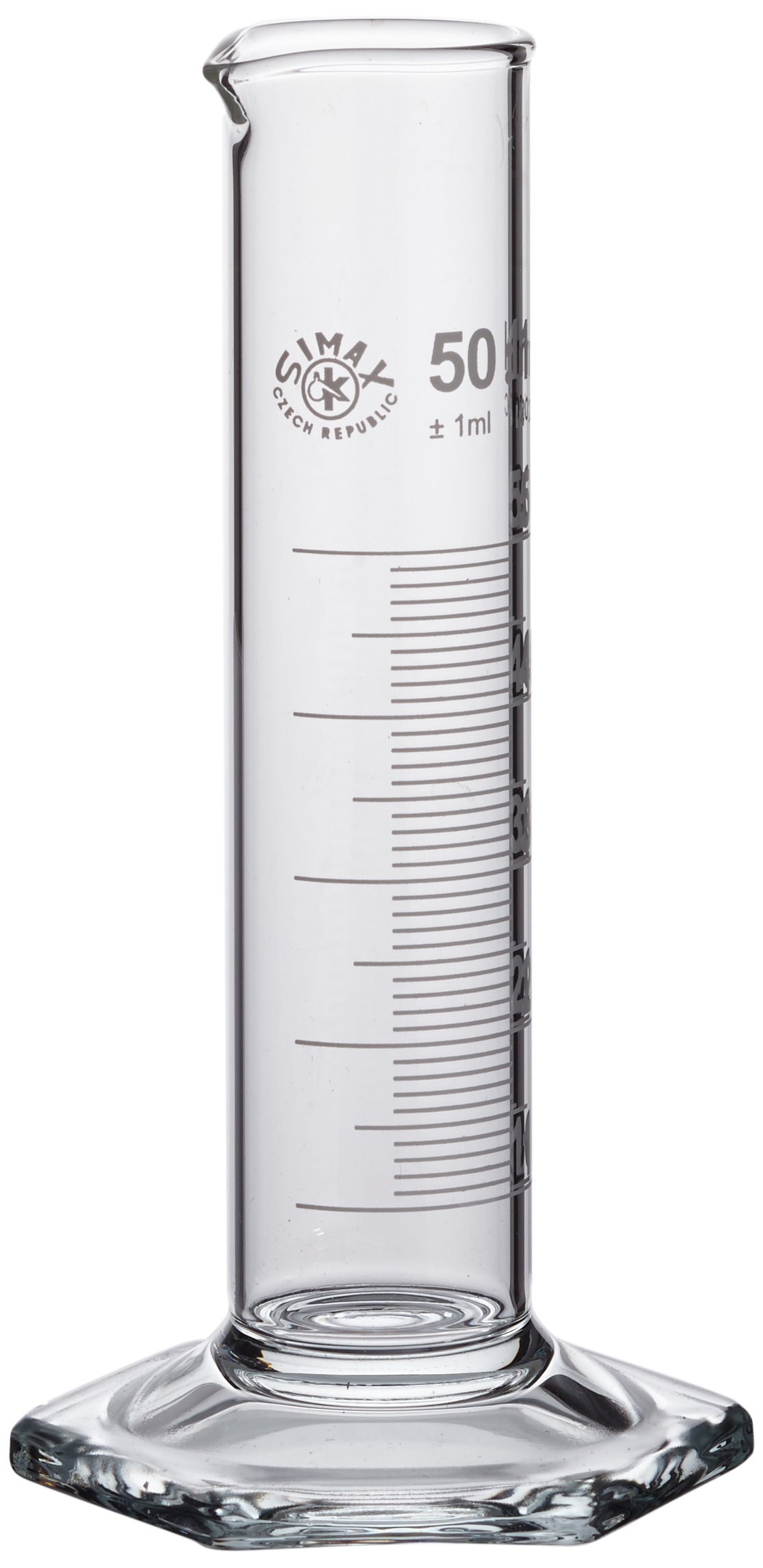 Neolab E-1277 measuring cylinder, low form, hexagonal base, borosilicate glass, B, 50 mL (set of 1)