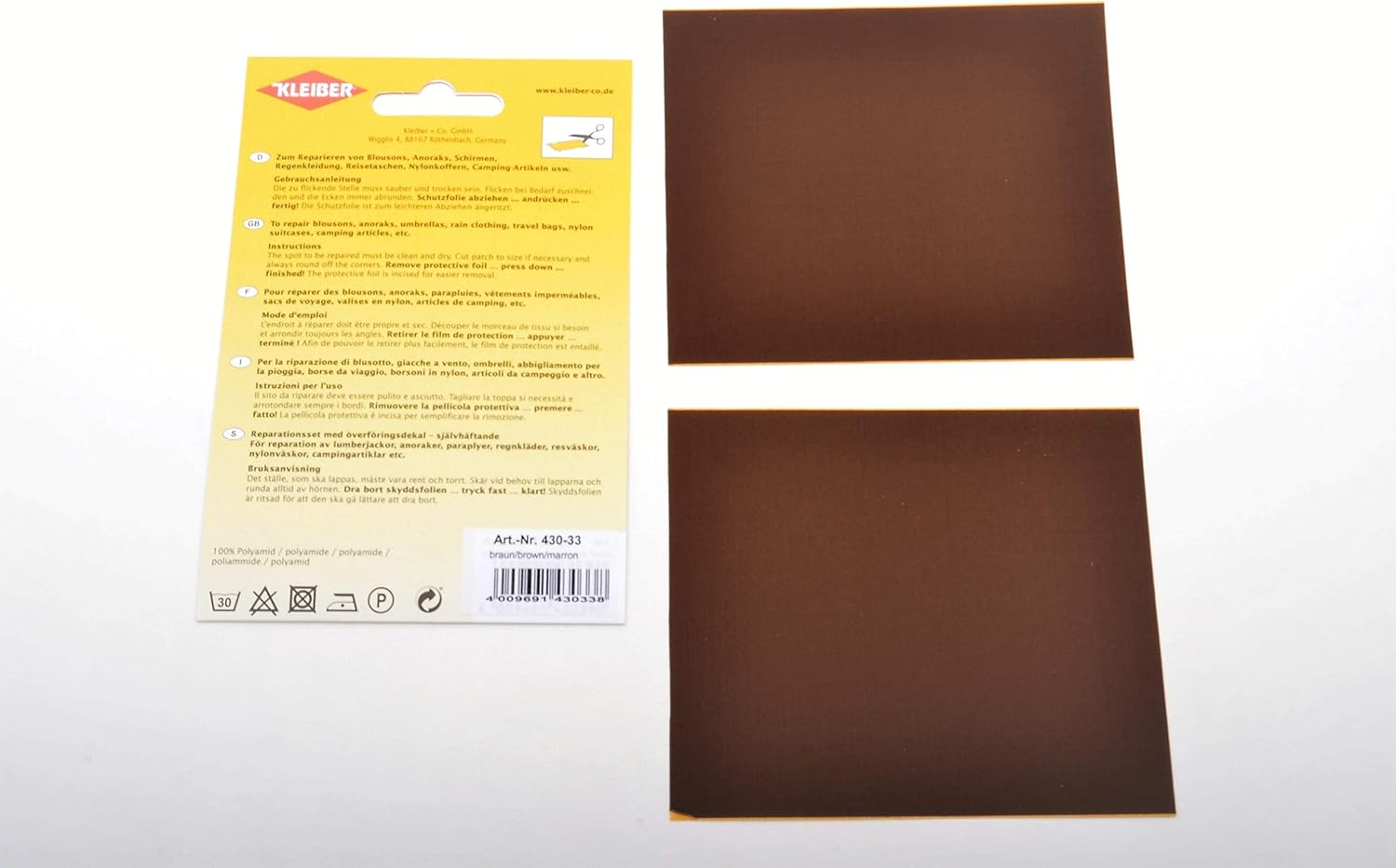 Kleiber Self Adhesive Waterproof Nylon Repair Patches, Brown - Image 4