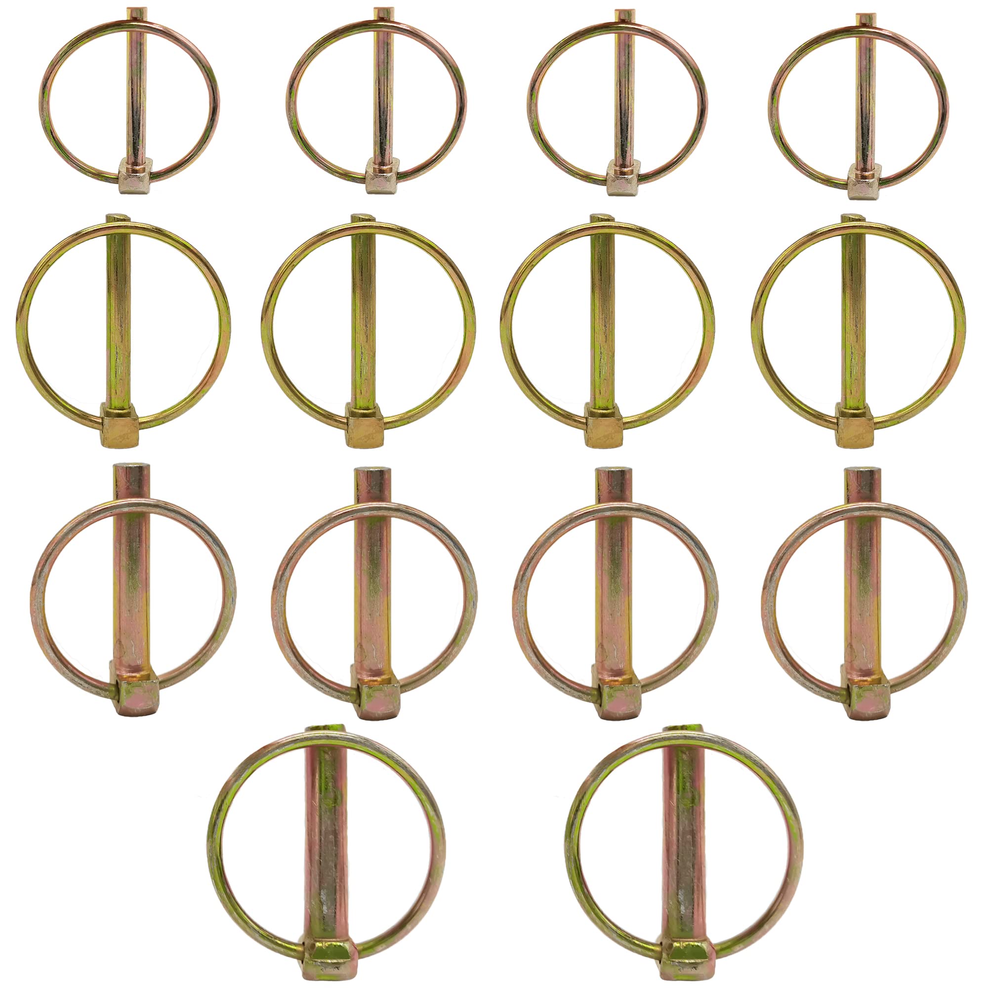 WeqeYent 14pcs M4.5/M6/M8/M10 Round Safety Retaining Pins Lynch Pin Assortment Kit Heavy Duty Trailer Lock Pin Fastener 3PT Hitch Clips for Farm Trailers Wagons Lawn Garden