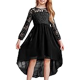 blibean Girls Long Sleeve Fall Dresses 2025 Flower Girl Lace Formal Wedding Party Dress Size 6-15 Years