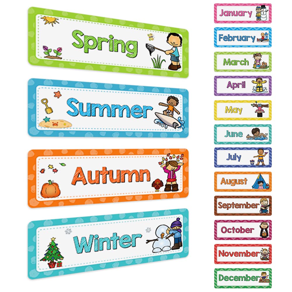 Lachilly Months of The Year Flashcards Monthly Headliners Bulletin Boarder Seasonal and Monthly Headers Subject Titles for Bulletin Board Classroom Decoration Teacher Teaching Aids