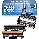 MYTONER Compatible Toner Cartridges Replacement for Brother TN760 TN-760 DR730 Drum Unit TN730 TN-730 for MFC-L2750DW MFC-L2690DW MFC-L2710DW MFC-L2717DW HL-L2350DW Printer (2 Packs Toner, 1 Drum)