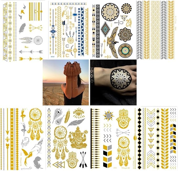 Freessom Kit De 8 Tatouage Femme Ephémère Temporaire Mandala
