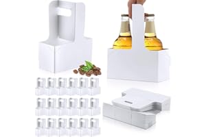 Kosiz 120 Pcs 2 Cups White Drink Carrier with Handles 6.9 x 3.2 x 8.9 Inches Coffee Holder Paperboard Drink Caddy for Hot and Cold Drinks, Takeout, Cafe and Restaurant Food Delivery Service