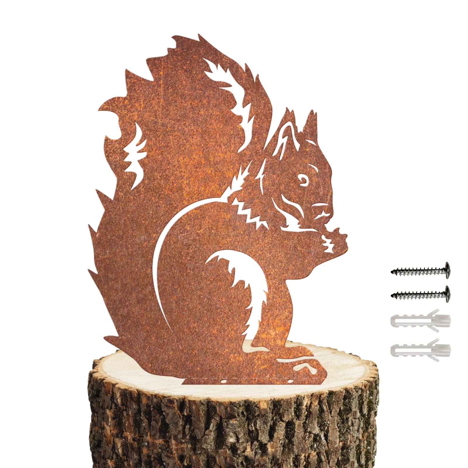 Reagia Rusty Squirrel Garden Ornament, Rusty Squirrel Silhouette to Screw in Wood, Metal Garden Decoration, Metal Decor, Fence Topper, Gift Idea for Garden or Wildlife Loverent