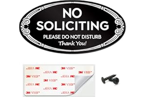 SignSeries No Soliciting Sign - No Knock, Door Sign - 3" x 6" - Mounting Hardware Included, Easy Installation on Wall, Glass, or Doorbell - Heavy-Duty and Weather-Resistant (Black)