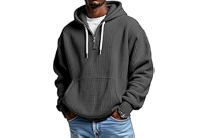 Quarter Zip Mens Hoodies Pullover Textured Casual Long Sleeve Shirts Solid Color Sweatshirt 1/4 Zip Tops with Pockets
