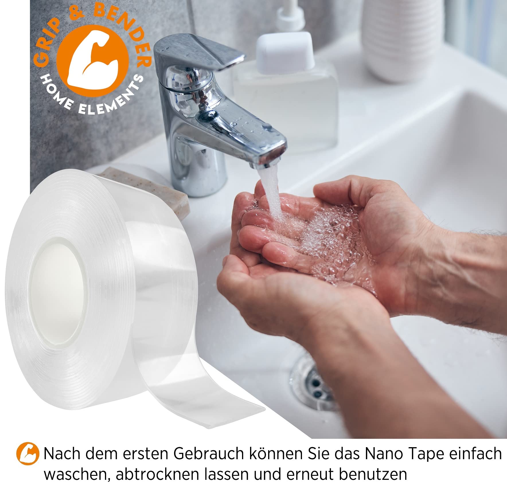 GRIP&BENDER Doppelseitiges Klebeband - 5 Meter x 24MM Nano Tape Doppelseitig Transparent – Spurloses Nano Klebeband – Multifunktionales Rutschfestes Nanotape extra dünn (1mm) Ultra Stark 6