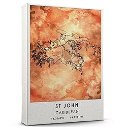 St john Map Poster, Caribbean Map Art Poster, Map