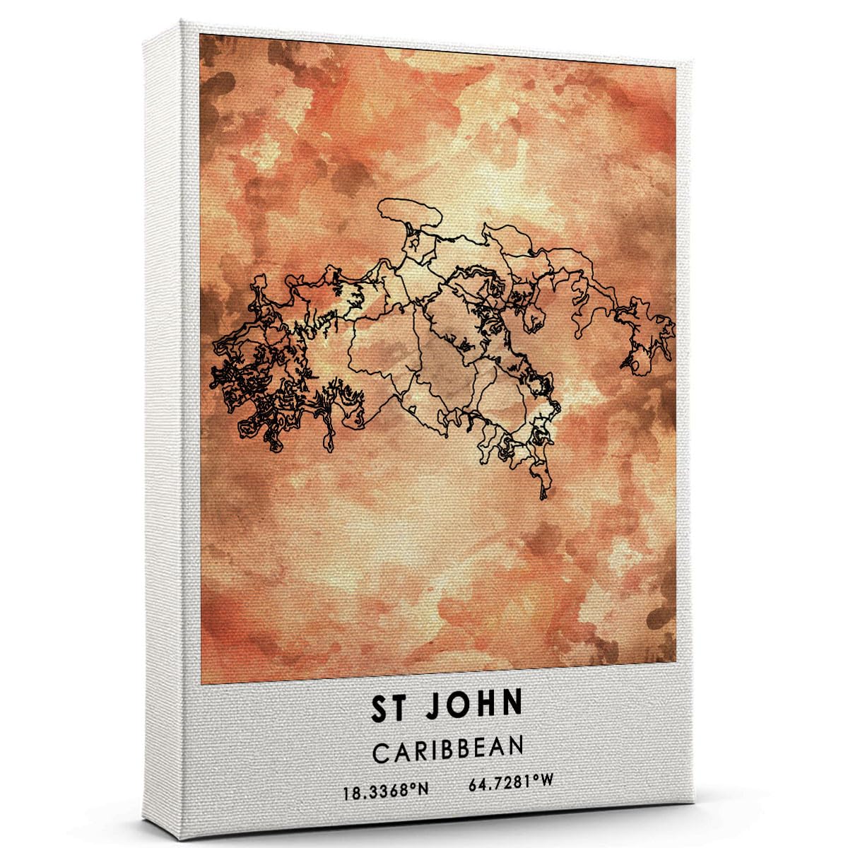 St john Map Poster, Caribbean Map Art Poster, Map