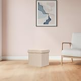 Bonlife Small Folding Storage Ottoman Beige 32x32x32cm Foot Stool view 8