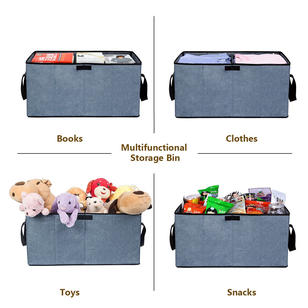 Collapsible Toy Chest Box Large Baby Storage Basket with Flip-Top Lid and Handles 2 Section Waterproof Kids Toys organizer Sorter for Nursery , Home Organization, Closets, Playroom ( L, blue )