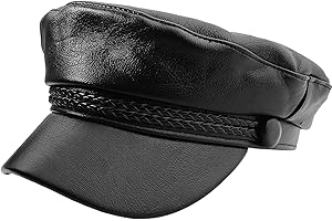 CIVILIGHT PU Leather Hat Leather Beret Baker Boy Hat Chauffeur Hats for Men and Women Black Beret Hats