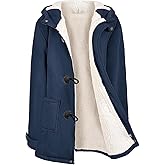 HEEKPEK Womens Sherpa Lined Coats Winter Warm Fashion Horn Button Fleece Thicken Hooded Casual Jackets Long Sleeve Outerwear