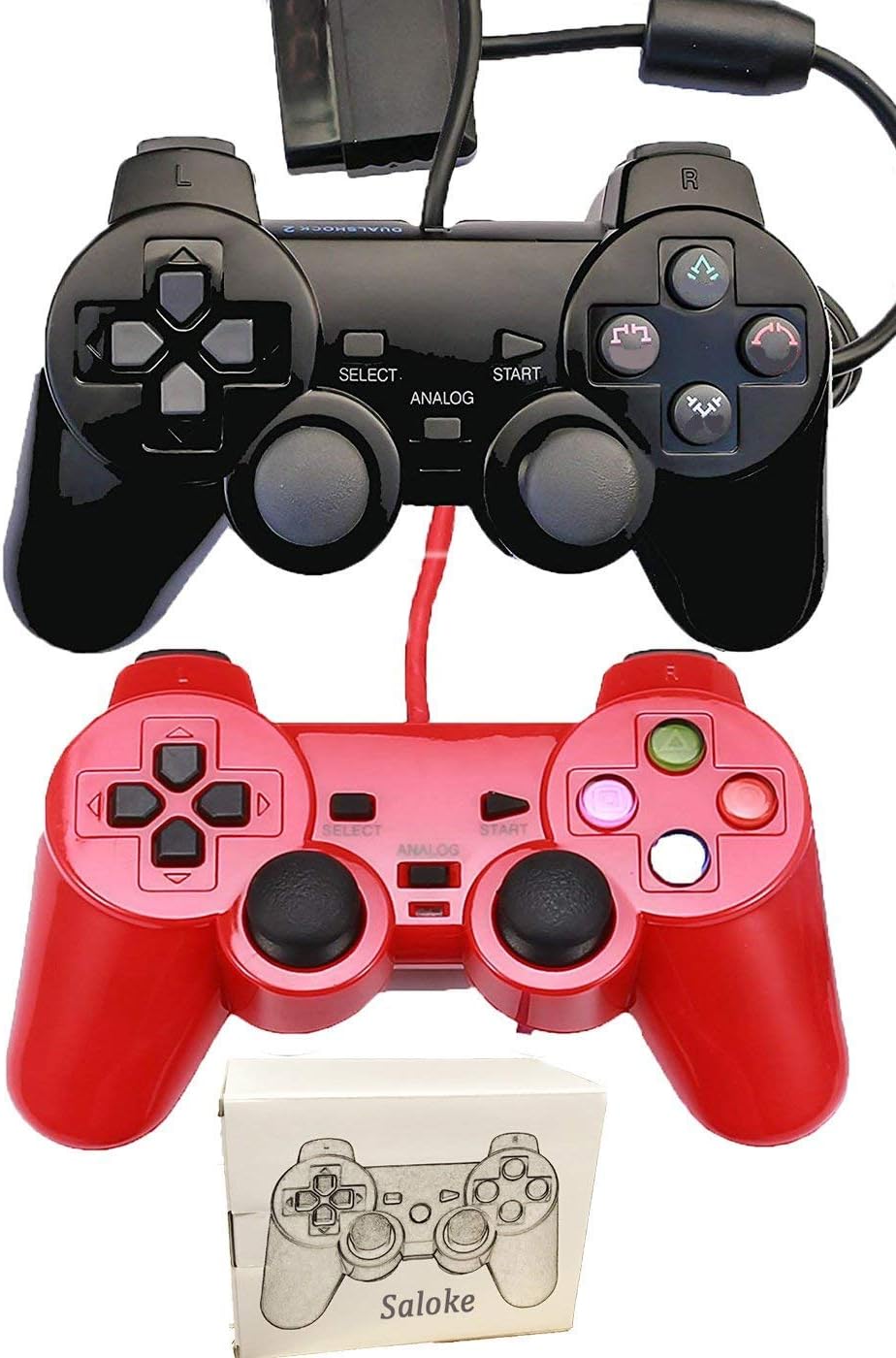 Saloke Wired Gaming Controller for Ps2 Double Shock (Black1 and Red1)