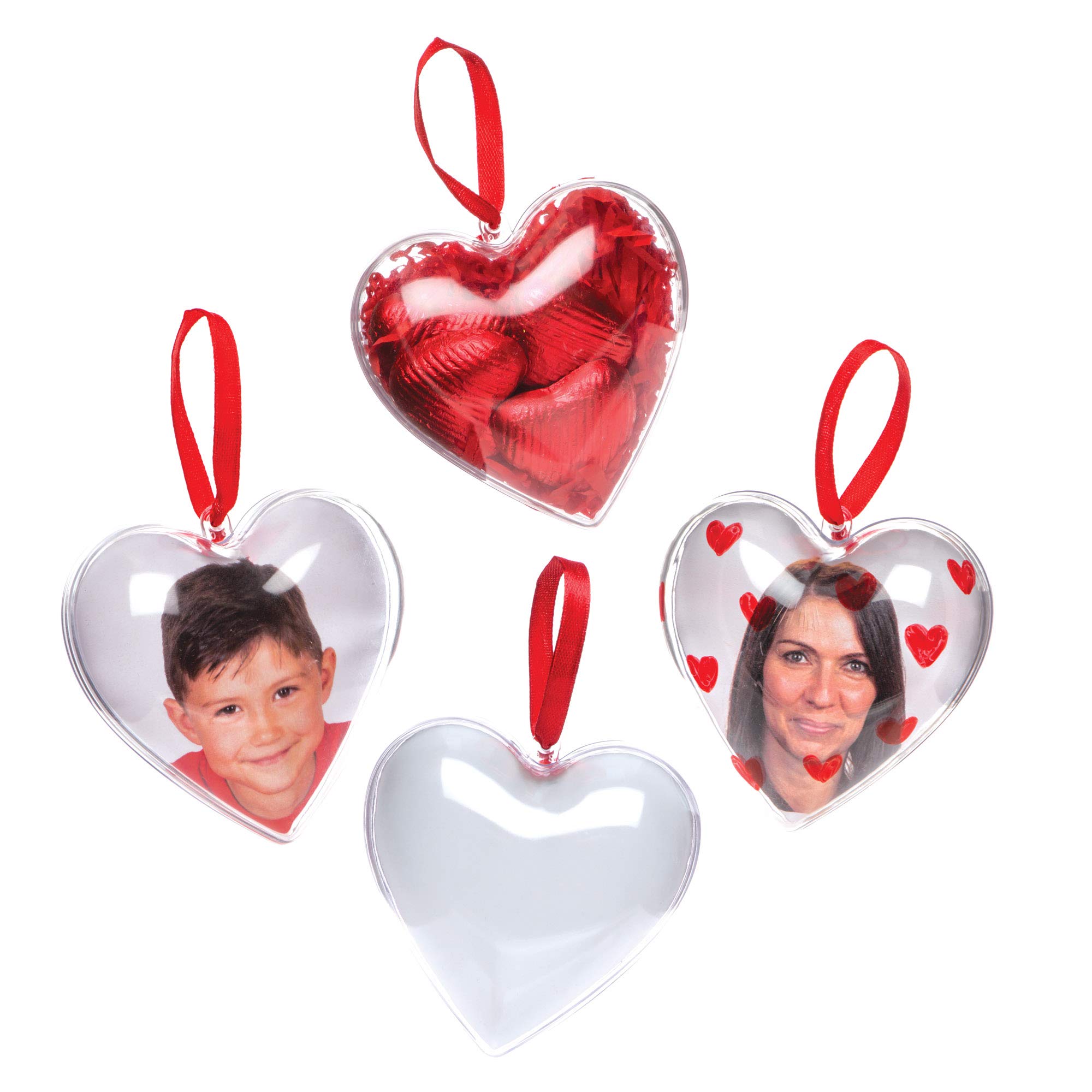 Baker Ross AW233 Heart Photo Baubles (Pack of 4) For Kids to Personalise, Decorate, Display or Gift For Mothers Day/Valentines Day, Cream