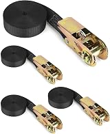 QWORK 4 Pack Ratchet Tie Down Straps 6m x 25mm Heavy Duty Nylon Trailer view 7