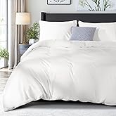 REDASW Soft Microfiber Duvet Cover Set 3 Pcs Bedding Set 1 Wrinkle Resistant Comforter Cover 2 Pillowcases, All Season Use, Soft Feel Hidden Zipper (Queen, White)