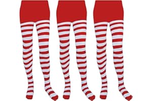 Gvhntk 3 Pairs Christmas Striped Tights Full Length Tights Stocking Leggings Women Costume Accessory for Halloween Christmas