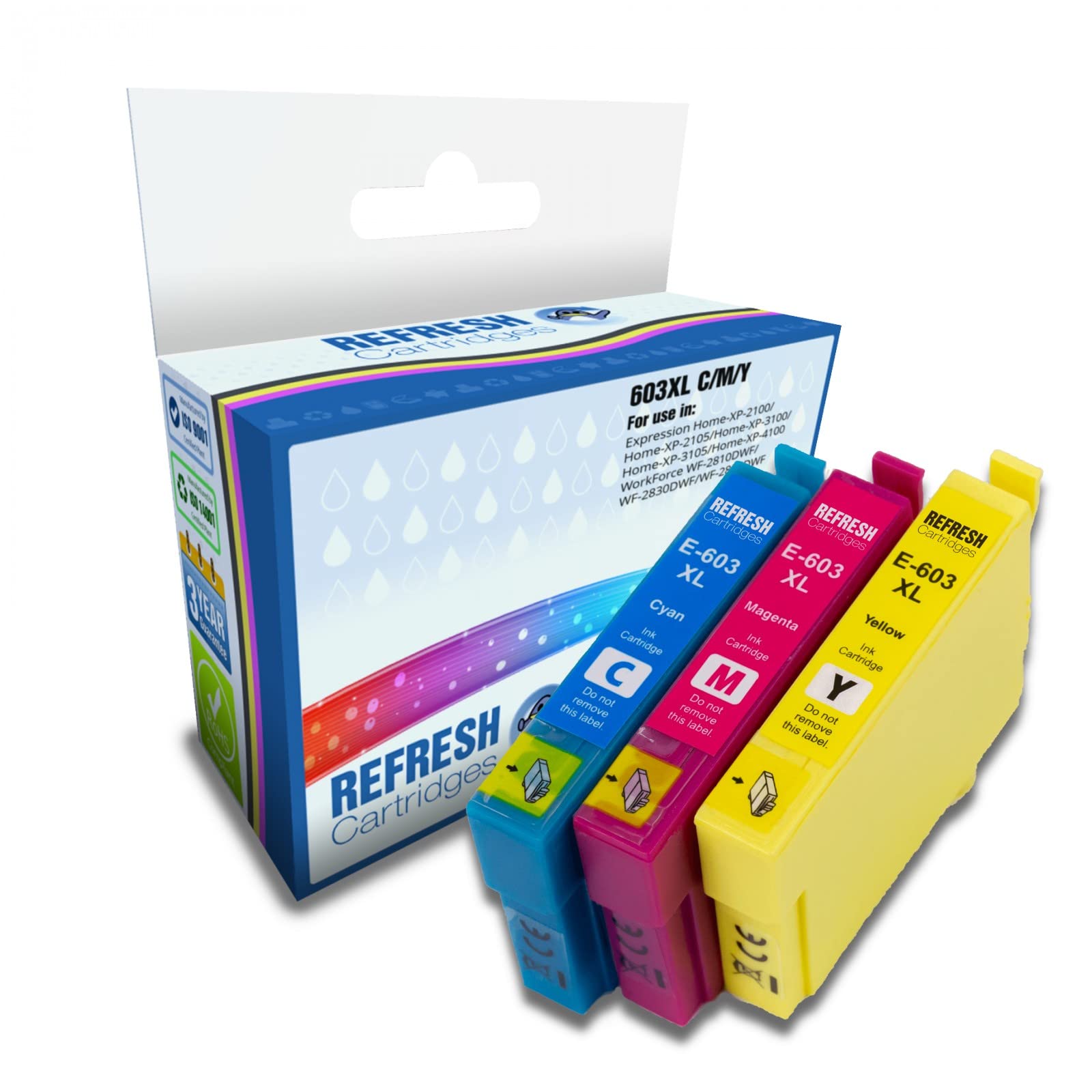 Refresh Cartridges Remanufactured Ink Cartridge Replacement for Epson 603XL / 603 High Capacity Set of 3 Colours (603XL C/M/Y)