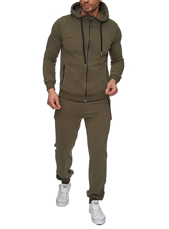 Reslad Trainingsanzug Herren Jogginganzug für Männer Sportanzug Freizeitanzug Jogginghose + Zip Sweatshirt Oberteil RS-5063