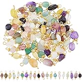 SUPERFINDINGS Gemstone Chip Quartz Crystal Charms Colorful Link Connector Charm for Necklace Keychain Jewelry Making