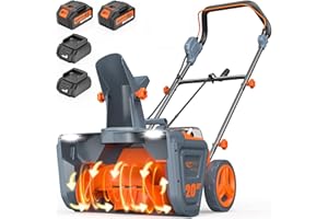 Keenstone 20" Cordless Snow Blower, Electric Snow Blower with 2×21V 4.0Ah Batteries & Dual Fast Chargers, Brushless Motor, 25ft Snow Throw Distance and Dual LED Lights, for Driveway Patio Sidewalk