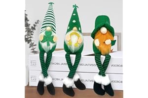 ZTML MS 3Pcs St. Patrick's Day Gnomes Decorations, Long Legs Handmade St. Patricks Day Gnomes Plush, Tomte Swedish Scandinavian Irish Gnomes Plush for Ornaments&Home&Gifts