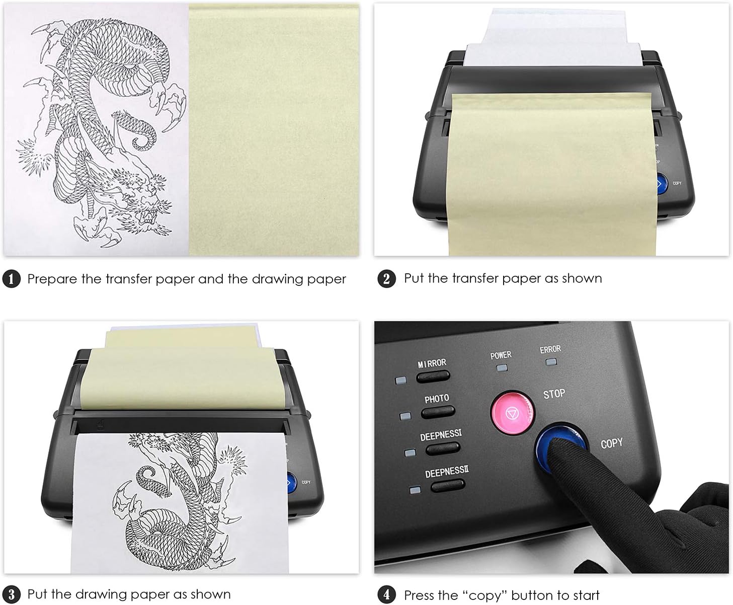 TATELF Tattoo Stencil Printer Tattoo Transfer Machine Thermal Machine Professional Tattoo Copier Printer for Tattoo Artists DIY Tattoos - Image 4